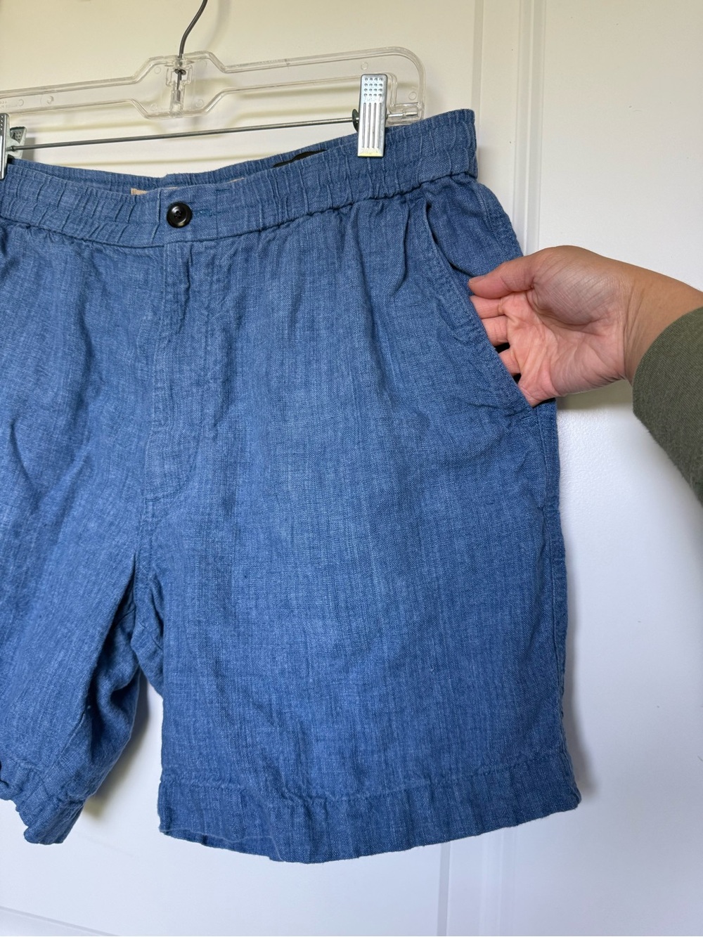 Banana Republic Linen Blue Flat Front Casual Shorts Cruise Summer Breathable Air - Picture 6 of 11